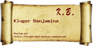 Kluger Benjamina névjegykártya